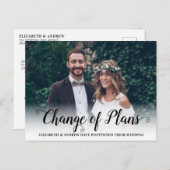 Carte Postale Faire-part Changement de Plans Écriture de Calligraphie Moder (Devant / Derrière)