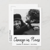 Carte Postale Faire-part changement de plans,écriture manuscrite moderne,ma (Devant / Derrière)