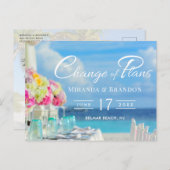 Carte Postale Faire-part Changement de plans élégant floral océan plage été (Devant / Derrière)