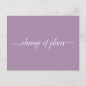 Carte Postale Faire-part Changement de plans Mariage Annulé Reporté Violet (Devant)