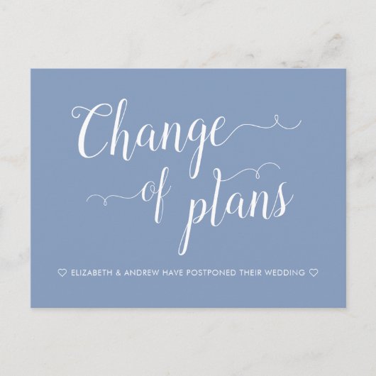 Carte Postale Faire-part Changement de plans mariage poussiéreux bleu repor (Devant)