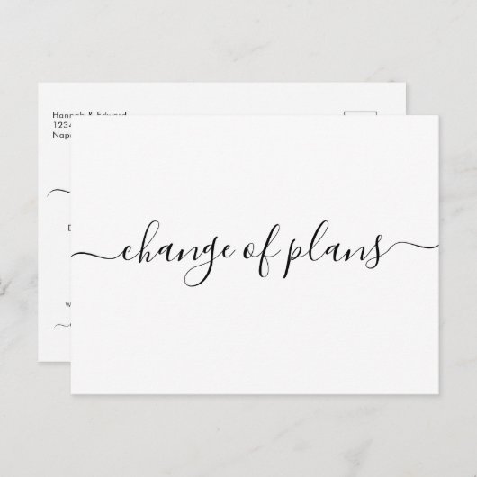 Carte Postale Faire-part Changement de plans | Mariage reporté (Devant / Derrière)
