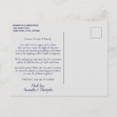 Carte Postale Faire-part Changement de plans Mariage reporté Bleu marine et (Dos)