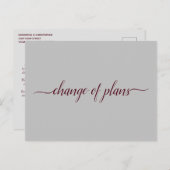 Carte Postale Faire-part Changement de plans mariage reporté Bourgogne & Gr (Devant / Derrière)