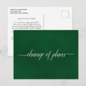 Carte Postale Faire-part Changement de plans Mariage reporté Vert émeraude (Devant / Derrière)