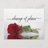 Carte Postale Faire-part Changement de plans mariage Rose rouge reporté (Devant)
