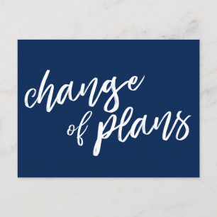Carte Postale Faire-part Changement de plans Marine moderne Blanc Report