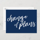 Carte Postale Faire-part Changement de plans Marine moderne Blanc Report (Devant / Derrière)