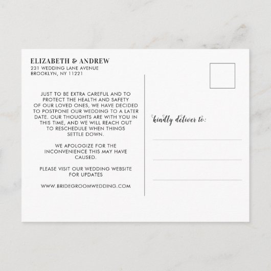 Carte Postale Faire-part Changement de plans Moderne Calligraphie Script Ph (Dos)