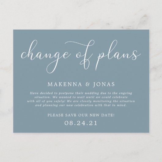 Carte Postale Faire-part Changement de plans Report de mariage (Devant)
