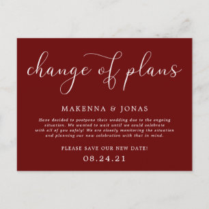 Carte Postale Faire-part Changement de plans Report de mariage