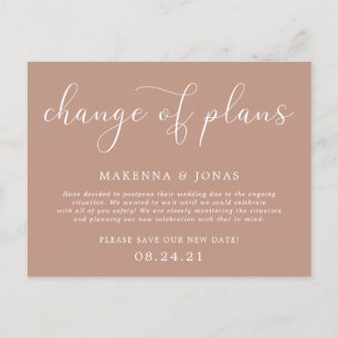 Carte Postale Faire-part Changement de plans Report du mariage