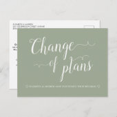 Carte Postale Faire-part Changement de plans Vert sauge Mariage reporté (Devant / Derrière)