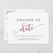 Carte Postale Faire-part Changement de report de mariage Date Rose noire (Devant / Derrière)