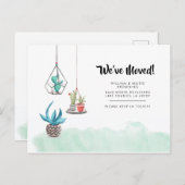 Carte Postale Faire-part Changement minimal d'adresse Boho Plantes en mouve (Devant / Derrière)