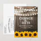 Carte Postale Faire-part Changement Rustique de la Date | Événement Reporté (Devant / Derrière)