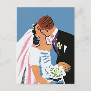 Carte Postale Faire-part Changement vintage d'adresse, Retro Newlyweds