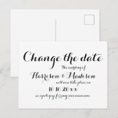 Carte Postale Faire-part Changer la date, calligraphie mariage (Devant / Derrière)