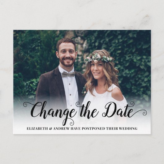 Carte Postale Faire-part Changer la date Calligraphie moderne Script Photo (Devant)