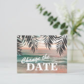 Carte Postale Faire-part Changer la date de destination de plage tropicale (Debout devant)