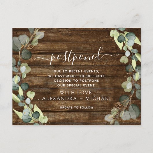 Carte Postale Faire-part Changer la date de l'eucalyptus verdure reportée (Devant)