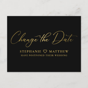 Carte Postale Faire-part Changer la date Elegant Gold Script noir