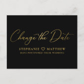 Carte Postale Faire-part Changer la date élégant or script noir (Devant)