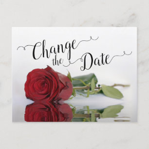 Carte Postale Faire-part Changer la date Elégante Rose Rouge Mariage Report