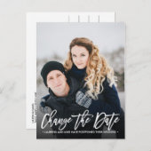 Carte Postale Faire-part CHANGER LA DATE Photo verticale de typographie mod (Devant / Derrière)