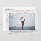 Carte Postale Faire-part CHANGER LA DATE Photographie calligraphiée en marb (Devant / Derrière)