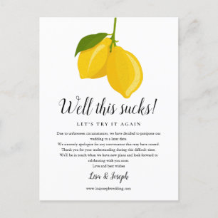 Carte Postale Faire-part Changer la date reportée annulée Lemons Photo