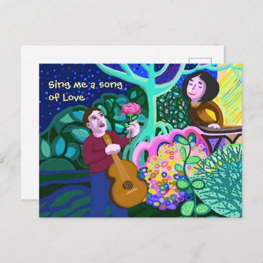 Carte Postale Faire-part Chante-moi une chanson d'amour (Devant / Derrière)