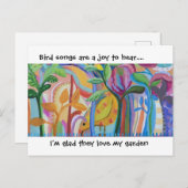 Carte Postale Faire-part Chants d'oiseaux du jardin (Devant / Derrière)