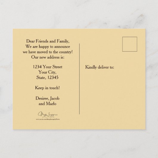 Carte Postale Faire-part Chariot de ferme rustique occidental se déplaçant (Dos)