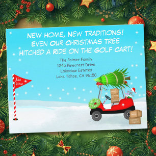 Carte Postale Faire-part Chariot de golf de Noël avec boîtes mobiles de gol
