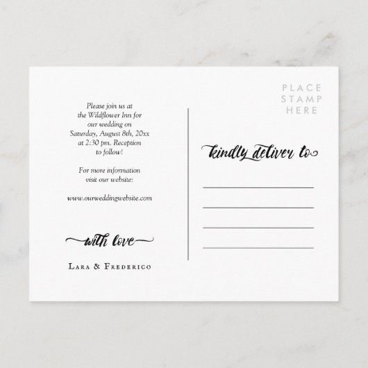 Carte Postale Faire-part Charming Brush Script Photo Collage Mariage Invita (Dos)