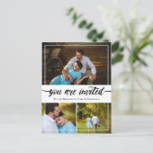 Carte Postale Faire-part Charming Brush Script Photo Collage Mariage Invita (Debout devant)