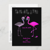 Carte Postale Faire-part Charming Flamant rose couple Enregistrer la date M (Devant / Derrière)