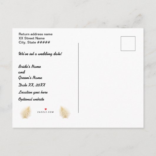 Carte Postale Faire-part Charming Flamant rose couple Enregistrer la date M (Dos)