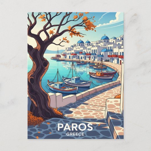 Carte Postale Faire-part Charming Paros Greece harbor scene (Devant)