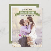 Carte Postale Faire-part Charming Ribbon Save the Date - Green (Devant / Derrière)