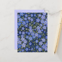 Charming Scattered Periwinkle Flowers Deep Blue