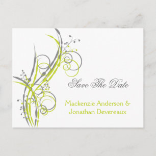 Carte Postale Faire-part Chartreuse Fleurs Grises Tourbillons Enregistrer L