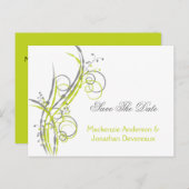 Carte Postale Faire-part Chartreuse Fleurs Grises Tourbillons Enregistrer L (Devant / Derrière)