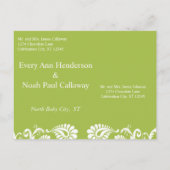 Carte Postale Faire-part Chartreuse Funky Damask Enregistrer la date (Dos)