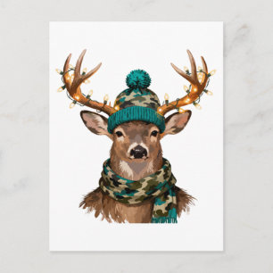 Carte Postale Faire-part Chasse aux lumières de Noël au renne Saison de cha