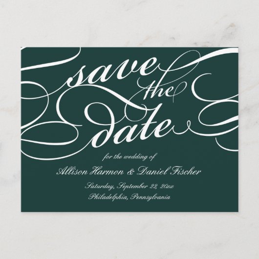 Carte Postale Faire-part Chasseur | Mariage de script classique Enregistrer (Devant)