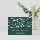 Carte Postale Faire-part Chasseur | Mariage de script classique Enregistrer (Debout devant)