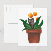 Carte Postale Faire-part Chat dans le pot de fleurs (Devant / Derrière)