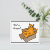 Carte Postale Faire-part Chat dans une boîte "We're Moving" Nouvelle adress (Debout devant)